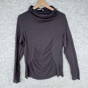Cabi Black‎ Cowl Neck Long Sleeve Gathered Ruched Fitted Top Womens Size XL